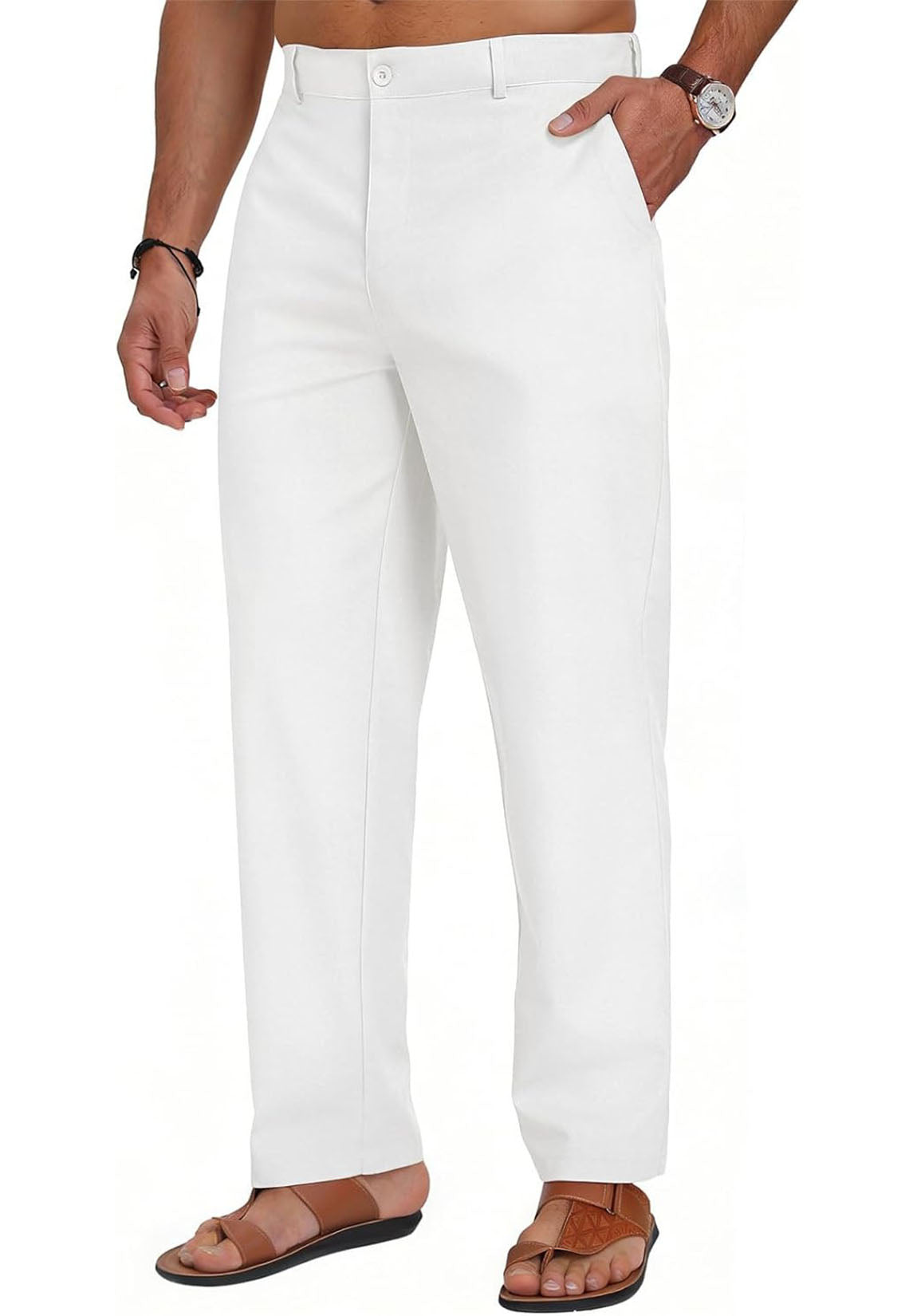 Men Linen Pants White
