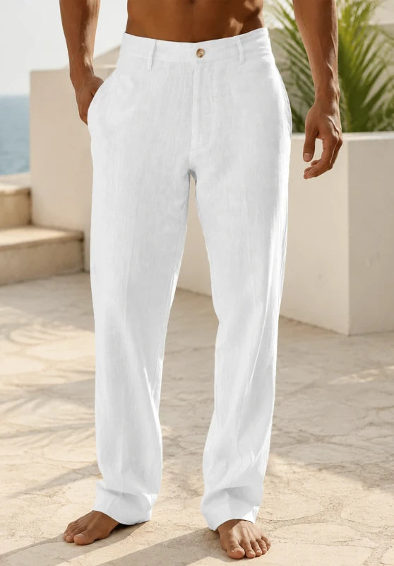 Men Linen Pants White