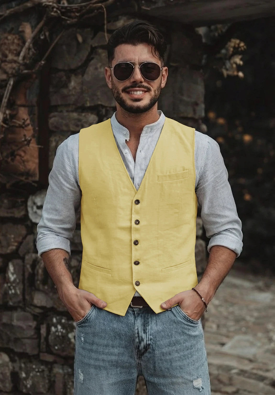 Men's yellow vest