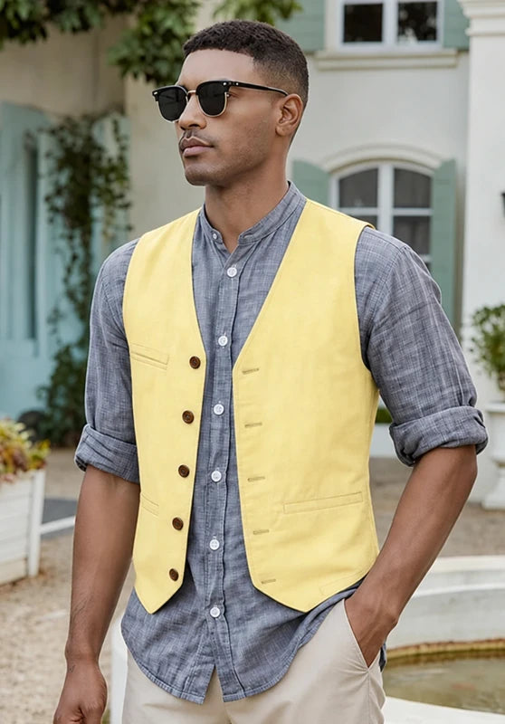 Men's suit vest  Yellow