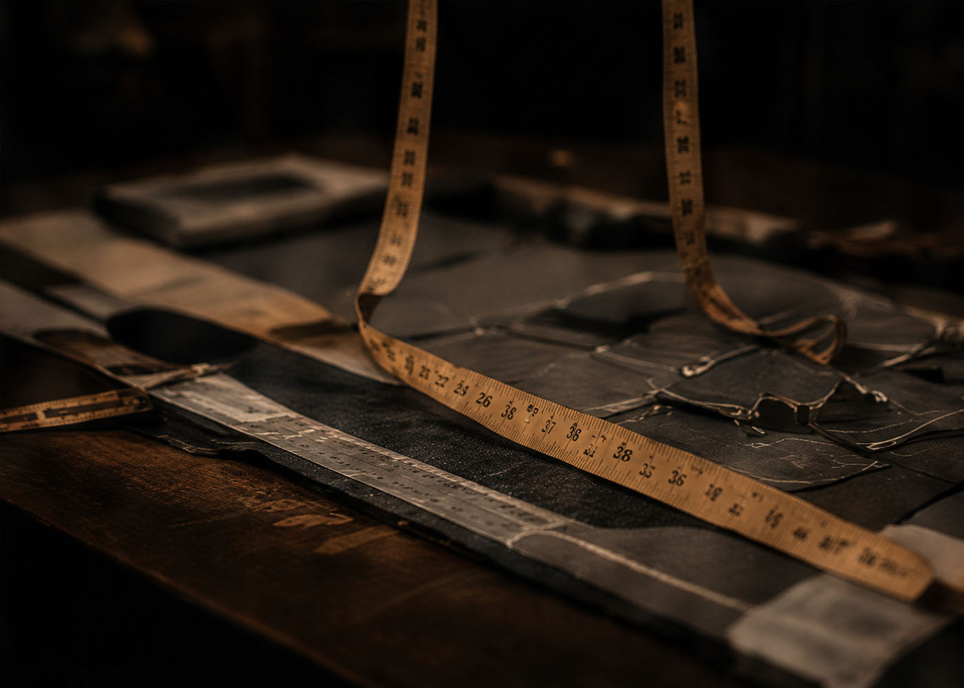 Pattern cutting tools and measuring tape for tailored suits